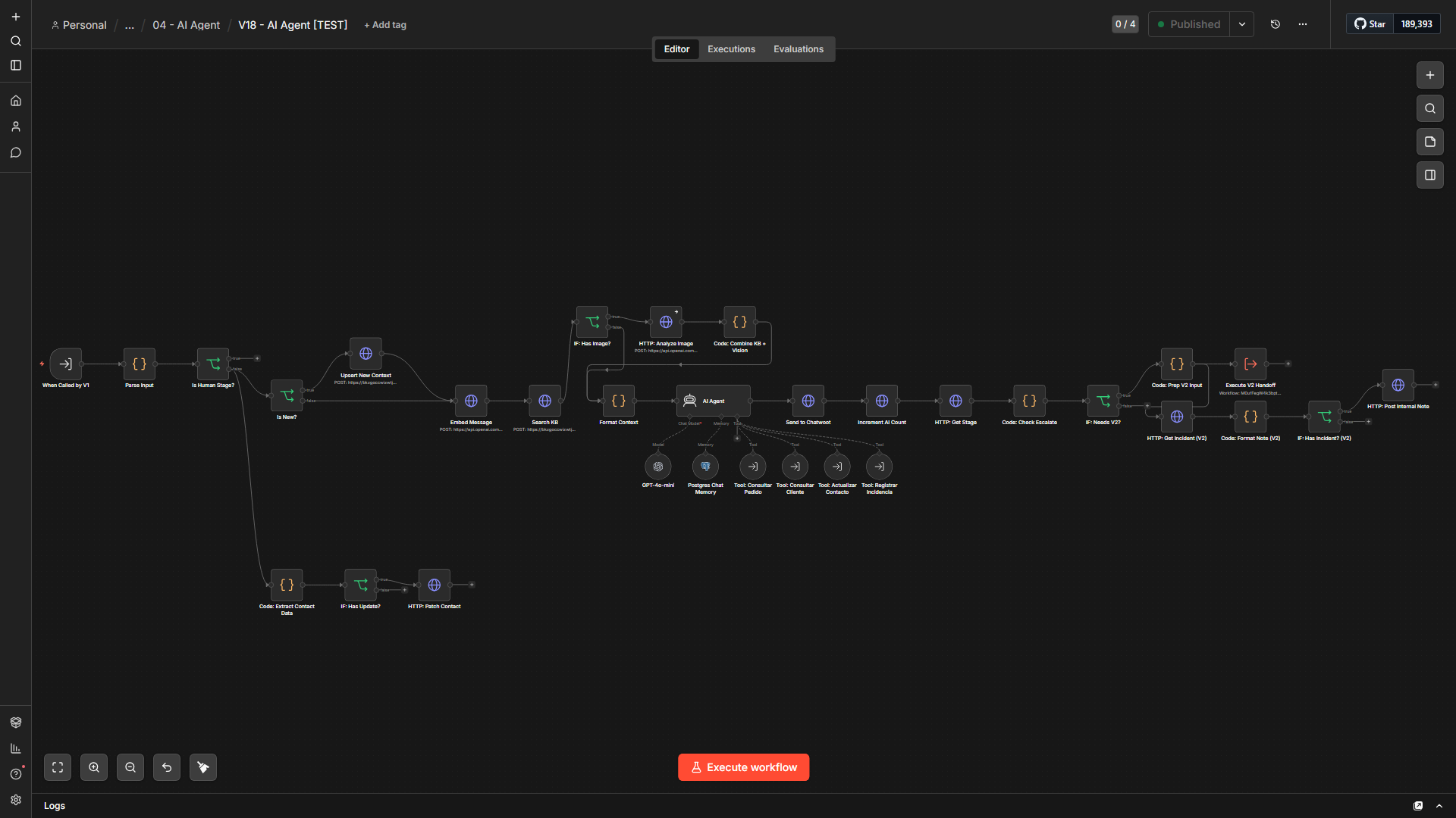 V18 AI Agent — agente conversacional con memoria